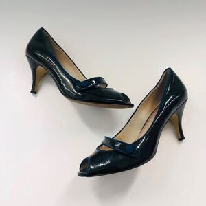 - Miss Sixty Navy Kitten Heel Patent Pumps